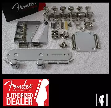 Набор хромированной фурнитуры FENDER Telecaster с тюнерами USA Tele Threaded Saddles 005-6069-049 005-6069-000 American Vintage '62 Telecaster Custom Bridge Assembly with Pickup