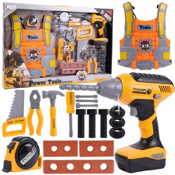 Набор инструментов для детей «Сделай сам» Жилет-отвертка со светодиодной подсветкой КЛЮЧИ 23 шт. Z990. elektrostator