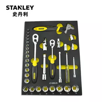 Набор инструментов для ремонта торцевых ключей Stanley, 34 предмета, метрический держатель инструментов серии 6,3, 10, 12,5 мм LT-026-23