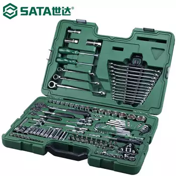 Набор инструментов SATA, набор инструментов для ремонта автомобилей, инструмент для ремонта машины, набор гаечных ключей с храповым механизмом, набор из 129 предметов 09014G