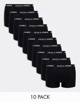 Набор из 10 черных боксеров Jack & Jones