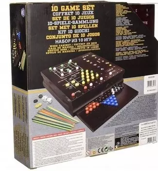 Набор из 10 игр Spin Master в деревянной коробке.