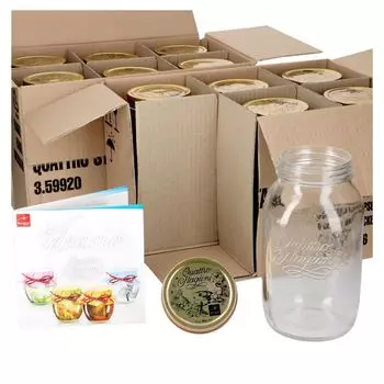 Набор из 12 банок для консервирования Оригинальные банки для хранения Quattro Stagioni емкостью 1,5 л, включая буклет с рецептами Bormioli