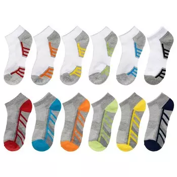 Набор из 12 легких носков с низким вырезом для мальчиков 4–20 лет Tek Gear, цвет White Gray