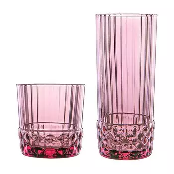 Набор из 12 маленьких бокалов Bormioli Rocco America 20s — винтажные бокалы для виски в стиле ар-деко — фиолетовая роза