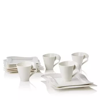 Набор из 12 предметов Villeroy & Boch "Новая волна", белый