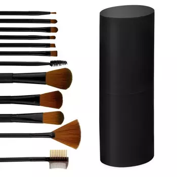 Набор из 12 профессиональных кистей для макияжа в черном тюбике Inna Marka