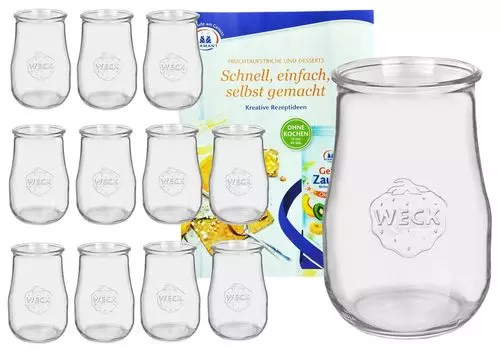 Набор из 12 стаканов Weck, стакан-тюльпан емкостью 1750 мл, включая буклет с рецептами волшебного желирования от Diamantzucker MamboCat
