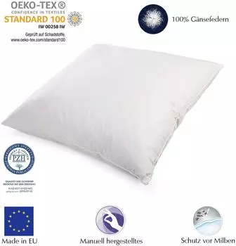 Набор из 1 | Подушка 80х80 см | Начинка: 1500 грамм перьев, гусиных перьев | 100% натуральная подушка | Чехол: 100% хлопок | Перьевая подушка 80 x 80 см | Home-&-Fashion