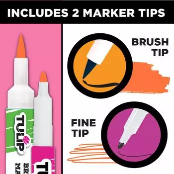 Набор из 24 маркеров для ткани Tulip Ultimate Rainbow с тонкими кончиками и кисточками Tulip