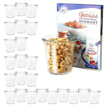 Набор из 24 стаканов Weck высотой 290 мл, стаканов 1/5 л, прозрачная стеклянная банка из переработанного камня MamboCat