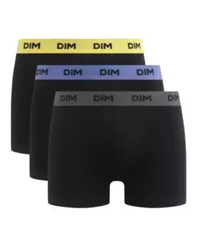 Набор из 2 эластичных хлопковых боксеров разноцветных с принтованной резинкой Dim, черный