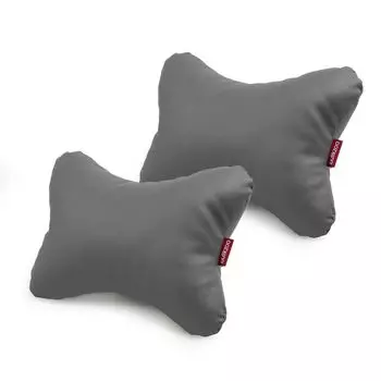 Набор из 2 автомобильных подушек для шеи | Подушка для игрового кресла | Подголовник автокресла | Дорожная подушка из искусственной кожи | Удобная и водонепроницаемая подушка для путешествий | Цвет серый Home-&-Fashion