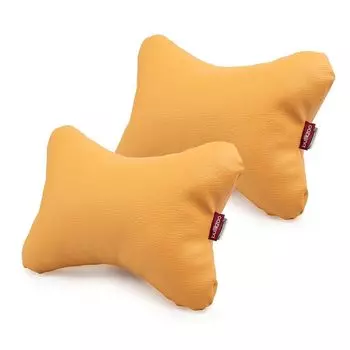 Набор из 2 автомобильных подушек для шеи | Подушка для игрового кресла | Подголовник автокресла | Дорожная подушка из искусственной кожи | Удобная и водонепроницаемая подушка для путешествий | Цвет бежевый Home-&-Fashion