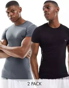 Набор из 2 бамбуковых футболок Emporio Armani Bodywear черного и серого цвета