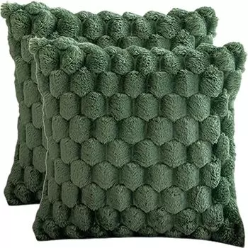 Набор из 2 бархатных чехлов, чехлов, мягких современных диванных подушек, декоративных подушек, можно стирать, зеленый, 45 х 45 см minhgoring