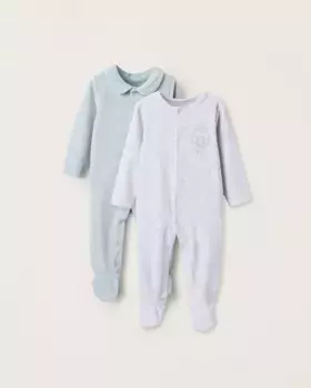 Набор из 2 бархатных комбинезонов для мальчиков с вышивкой в виде ёжиков Zippy, мультиколор