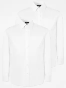 Набор из 2 белых классических рубашек с длинным рукавом классического кроя George., белый