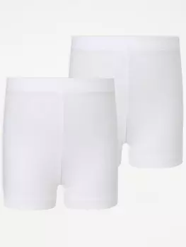 Набор из 2 белых школьных трикотажных шорт для девочек George., белый