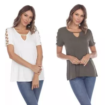 Набор из 2 белых топов Essential с вырезом под горло WM Fashion