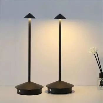 Набор из 2 беспроводных светодиодных настольных ламп с регулируемой яркостью, перезаряжаемая настольная лампа емкостью 2000 мАч для ресторанов, баров, спален, черный LAMON