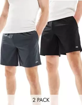 Набор из 2 быстросохнущих тренировочных шорт 5 дюймов ASOS 4505 Icon черного и серого цвета