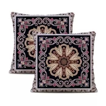Набор из 2 чехлов из плюша, 45 см x 45 см, декоративный чехол для подушки Мандала, богемный декор в стиле бохо, хиппи, ретро, этническая подушка для дивана, спальни, гостиной, фермерского дома CANDeal, мультиколор