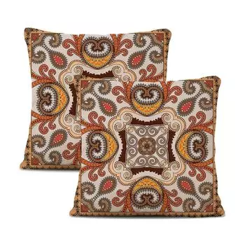 Набор из 2 чехлов из плюша, 45 см x 45 см, декоративный чехол для подушки Мандала, богемный декор в стиле бохо, хиппи, ретро, этническая подушка для дивана, спальни, гостиной, фермерского дома CANDeal, мультиколор