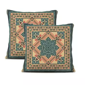 Набор из 2 чехлов из плюша, 45 см x 45 см, декоративный чехол для подушки Мандала, богемный декор в стиле бохо, хиппи, ретро, этническая подушка для дивана, спальни, гостиной, фермерского дома CANDeal, мультиколор