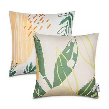 Набор из 2 чехлов на подушки 45x45, декоративные наволочки в полоску, украшение для дома и улицы Paco Home, бежевый