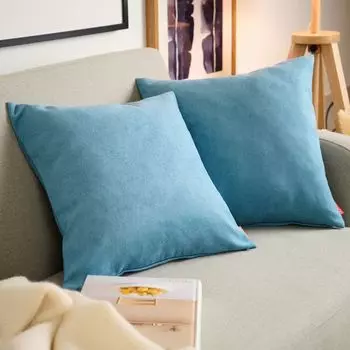 Набор из 2 чехлов на подушки Blumtal 40 x 40 см Синель - Уютная диванная подушка со потайной молнией, Мягкая декоративная подушка, Штормовой синий - Синий