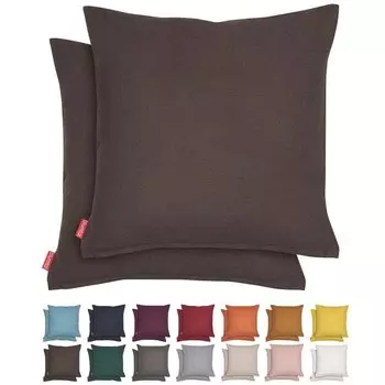 Набор из 2 чехлов на подушки Blumtal, 45 x 45 см, синель — уютная диванная подушка со потайной молнией, сертификат Oekotex, мягкая декоративная подушка, темно-коричневый