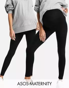Набор из 2 черных леггинсов для беременных ASOS DESIGN Maternity SAVE - BLACK