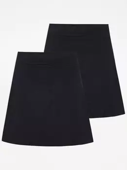 Набор из 2 черных школьных шорт для девочек George., черный