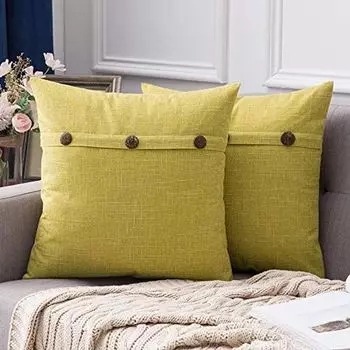 Набор из 2 декоративных льняных наволочек, чехол на подушку, тройная пуговица, винтажный, деревенский, чехол на подушку, для дивана, дивана-кровати HannRTT