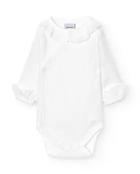 Набор из 2 детских боди со скрещенным воротником и батистовыми манжетами Babid, белый