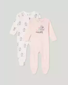 Набор из 2 длинных комбинезонов Минни для девочек Cotton Juice, розовый