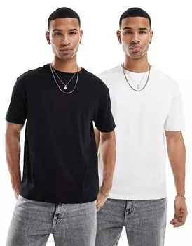 Набор из 2 футболок черного и белого цвета Another Influence