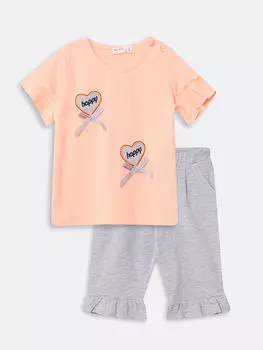 Набор из 2 футболок и колготок для маленьких девочек с круглым вырезом Breeze