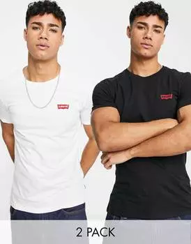 Набор из 2 футболок Levi's черного/белого цвета с логотипом baby boxtab
