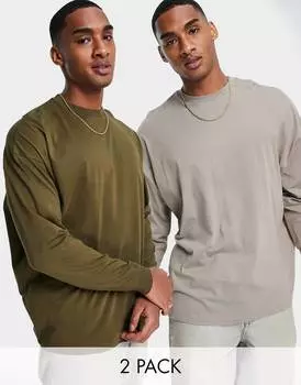 Набор из 2 футболок оверсайз с длинными рукавами ASOS DESIGN