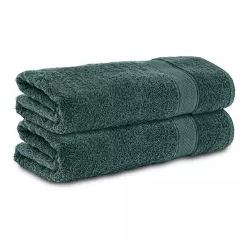 Набор из 2-х полотенец для душа Komfortec размером 70х140 см, 100% хлопок, 470 г/м, махровая ткань, мягкая, темно-зеленого цвета., темно-зеленый