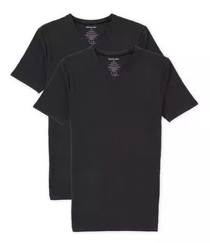 Набор из 2 хлопковых футболок приталенного кроя с короткими рукавами Tommy John Cool, черный
