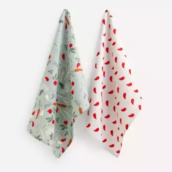 Набор из 2 хлопковых кухонных полотенец с овощами. - El Corte Ingls, разноцветный