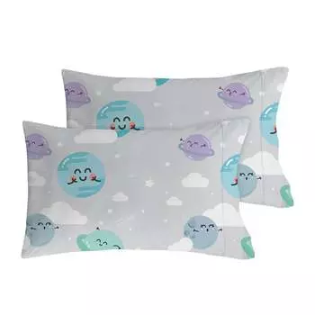 Набор из 2 хлопковых наволочек Universe Mr. Wonderful, серый