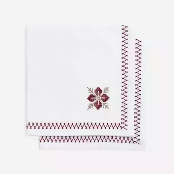 Набор из 2 хлопковых салфеток для вышивки крестом 24 El Corte Ingls, белый