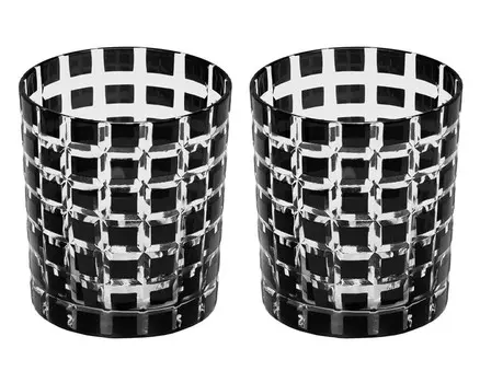 Набор из 2 хрустальных бокалов Marco, чёрный, стекло ручной огранки, высота 9 см, объём 0,25 л Edzard, черный