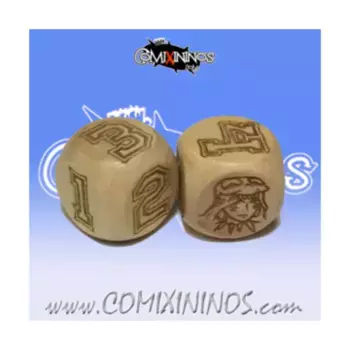 Набор из 2 игральных костей Amazon с цифрами, Fantasy Football Miniatures - Wooden Dice (20mm)
