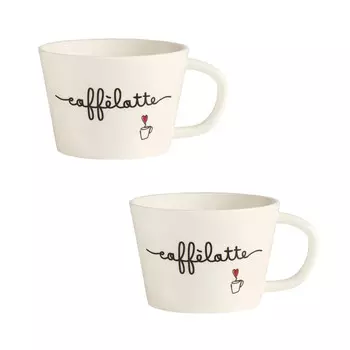 Набор из 2 керамических чашек для завтрака - Cafflatte Simple Day