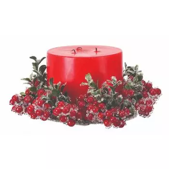 Набор из 2 колец для свечей из самшита красного, зеленого и белого цвета со льдом, 9,5 дюйма